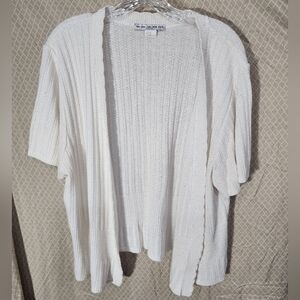 Two-One-Two New York White Open-Front Short Sleeve Sweater Women's 2X